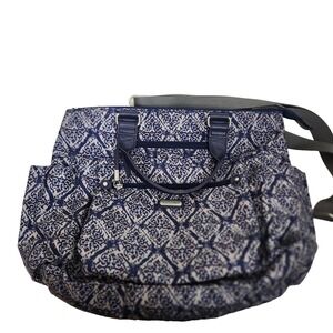 BAGGALLINI Tote Bag Blue White Print Shoulder Crossbody Travel Purse Handbag